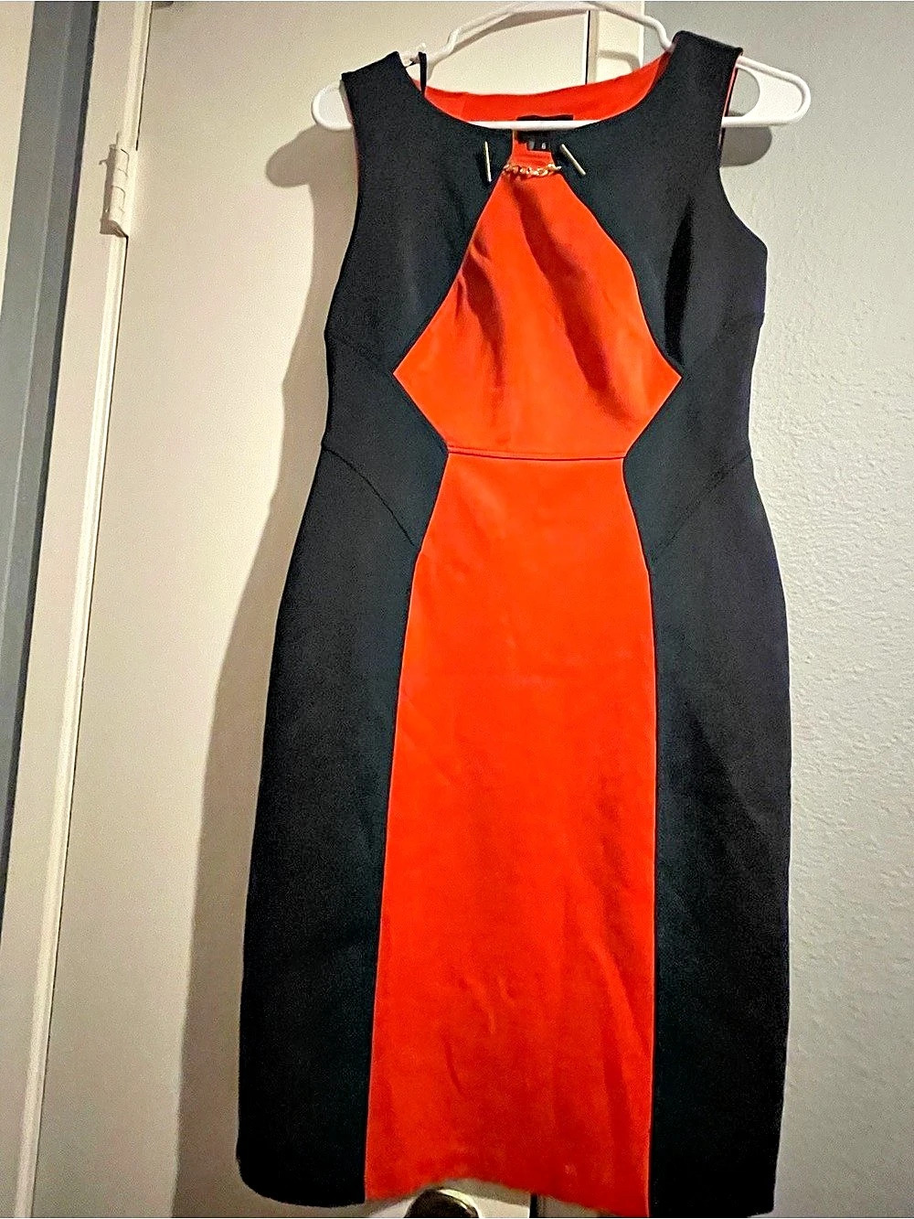Enfocus Studio Color Block Mini Dress in Orange & Black Size 6 Like New